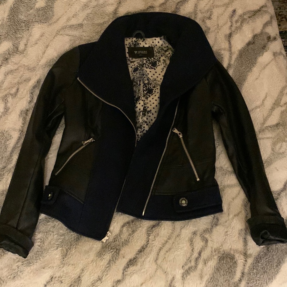 Gorgeous black leather Guess jacket